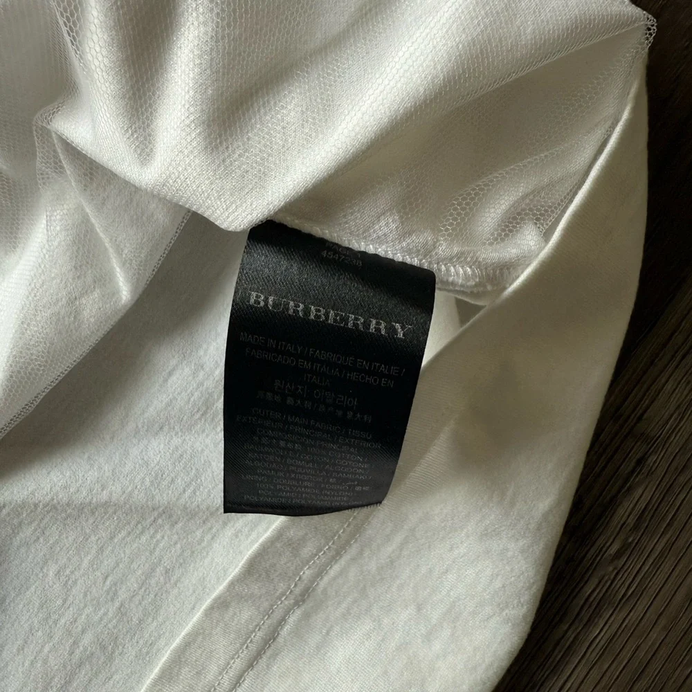 Burberry White Short Sleeve Embellished Crewneck Tee - Picture 4 of 5